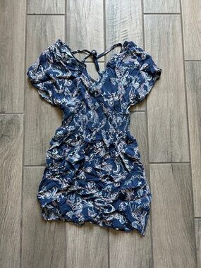 bebop blue dress Womens Bebop Blue Zigzag Dress Size XS Quarter Sleeve